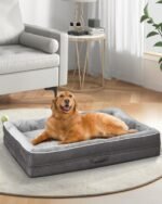 Orthopedic Dog Bed XL, Egg Foam Dog Couch with Removable Washable Cover, Waterproof Pet Sofa Bed with Non-Slip Bottom and Four-Sided Bolster Cushion, Extra Large Dog Bed Gray for Big Dog - Image 2