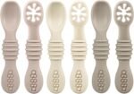 PandaEar Silicone Baby Spoons Self Feeding 6 Months| 6 Pack Baby Feeding Spoons| Toddler Infant led Weaning Spoon| Kid Spoon Ustensile Bebe (Beige/Tan/Brown) - Image 2