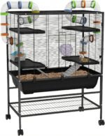 PawHut Large Hamster Cage with 7" Deep Tray, 43" Rolling Gerbil Cage with Storage Shelf, Big Exercise Wheel, Tube System, Hut, Platforms, Ramps, for Syrian, Gerbil, Rat - Image 2