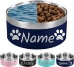 Personalized Dog Bowl Laser Engraved Custom Pet Name 18/32/42/64 oz No Slip Stainless Steel Insulated Bite-Resistant Food Water Dishes-Navy - Image 2