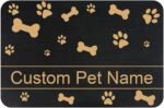 Personalized Pet Feeding Mat - Custom Name Cat Dog Food Mat, Non-Slip Water Bowl Placemat for Floor, Easy Clean Durable Pet Mats for Feeding (Golden Bone and paw Prints) - Image 2