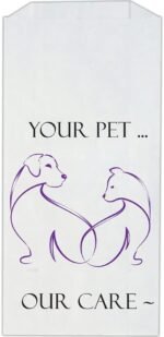 Pet Themed White Paper Prescription Bag W/Stock Logo "Your Pet Our Care" — MSPRX3 Veterinary Dog & Cat Print Paper Bags — Rx Vet Medical Pharmacy Bags, Made in USA — 100 Count, (Large, 5 X 2 X 10) - Image 2