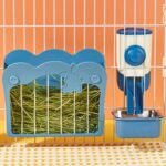 Rabbit Hay Feeder, 3-in-1 Feeding Set with Food Bowl and Hanging Funnel for cage, Hay Rack for Bunny Guinea Pig Chinchilla (Blue) - Image 2