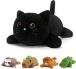 SQEQE Weighted Black Cat Plush, Soft Weighted Stuffed Animals Pillow, Cute Plushie Toy for Kids Adults (9.8 Inch/0.8 Lbs) - Image 2