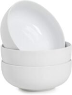 Salad Bowls Set of 3, Ceramic Pasta Bowls, 37 oz / 1100ml Serving Bowls, 7 inch / 18 cm White Bowls for Soup, Cereal, Noodle Ramen, Fruit, Dessert - Image 2
