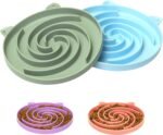 Slow Feeder Cat Bowl, Easy to Clean Silicone Bowl, Ideal for Dry and Wet Food (Green and Blue) - Image 2