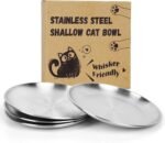 Stainless Steel Cat Food Bowls, Shallow Wide Cat Plates Whisker Friendly, Feeding Dishes for Indoor Kitten, Rabbit and Small Dogs (4 pcs, 6.7") - Image 2