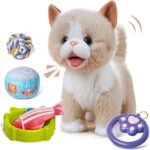 TUMAMA Interactive Walking Talking Cat Set, Interactive Electronic Cats Plush Toy with Leash, Wag Tail, Meows, Pretend Dress Up Realistic Stuffed Cat Age 3 4 5+ Years Old Gift - Image 2