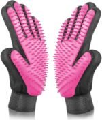 [Upgrade Version] BYETOO Pet Grooming Glove - Gentle Deshedding Brush Glove - Efficient Pet Hair Remover Mitt - Massage Tool with Enhanced Five Finger Design - Perfect for Dogs & Cats with Long & Short Fur (Pink) - Image 2