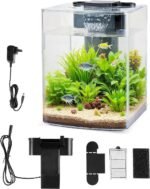 VEVOR Fish Tank Aquarium, 2 Gallon Arch Ultra-Clear GPPS Starter Smart Tank Adjustable 3 Color Lighting, Self Cleaning System Fishbowl for Freshwater & Saltwater Fish Home, Office, or Pet Use - Image 2
