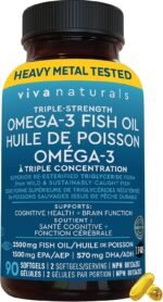 Viva Naturals Triple Strength Omega 3 Fish Oil Supplement - 2500 mg Fish Oil with Re-Esterified Omega-3 Fatty Acids including EPA and DHA for Cognitive Health & Brain Function - 90 Softgels - Image 2