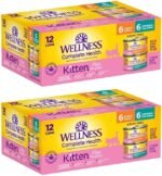 Wellness Complete Health Kitten Whitefish & Tuna and Chicken Variety Pack Pate Wet Cat Food, 3 oz, Case of 24 85 g (Pack of 24) - Image 2