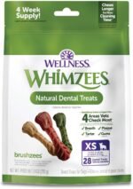 Whimzees Natural Grain Free Long Lasting Dental Dog Treats, Daily Use Packs, Extra Small Brushzees Bag of 28, Vegetable, 7.41oz - Image 2