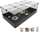 XiaZ Guinea Pig Cage with Waterproof PVC Bottom Liner & Roof & One-Hand Release Hook, Triple Fixing C&C Cage for Guinea Pigs, Bunny, Rabbit, Hedgehog, Small Animal Indoor Playpen 47''L x 24''W x 16''H - Image 2