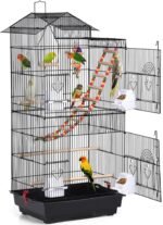 Yaheetech 39'' Roof Top Bird Cage for Small Birds Cockatiels Sun Parakeets Green Cheeks Conures Parrots Parakeets Budgie Finches Lovebirds Bird Cage w/Toys - Image 2