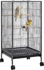 Yaheetech 40 Inch Height Wrought Iron Bird Cage Open-Top Parrot Cage with Rolling Stand for Parakeets Budgies Parrotlets Small-Sized Birds - Image 2
