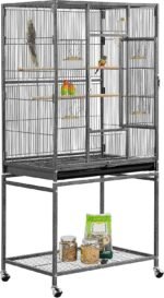 Yaheetech 54-inch Wrought Iron Standing Large Parrot Parakeet Flight Bird Cage for Small Parrot Cockatiel Sun Parakeet Green Cheek Conure Lovebird Budgie Finch Canary Bird Cage with Stand - Image 2