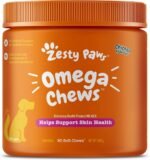 Zesty Paws Omega 3 for Dogs Soft Chews - Fish Oil for Dogs with Omega 3 for Skin Health - Skin & Coat Supplement with Vitamin E & Vitamin C Antioxidants -Chicken Flavour - 90 Count - Image 2