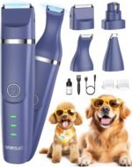 oneisall 4-in-1 Cordless Dog Grooming Kit with 2-Speed Clippers, Low Noise Paw Trimmer & Rechargeable Quiet Nail Grinder for Dogs and Cats （Blue） - Image 2