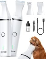 oneisall Dog Clippers with Double Blades,Cordless Small Pet Hair Grooming Trimmer,Low Noise for Trimming Dog's Hair Around Paws, Eyes, Ears, Face, Rump (White) - Image 2