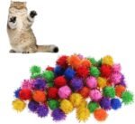100 Pcs Colorful Sparkly Glitter Tinsel Balls & Pom Balls for Cats, for Kittens Exercise and Multiple Cats Play and Chase - Image 2