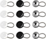 12 Pcs Metal Collar Extenders for Men Women Shirts - Elastic Button Extender Neck Extenders for Dress Coat - Adjustable Buttons for Shirt Cuffs Dresses Suit Pants (Black, White, Silver) (Plastic) - Image 2