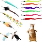 12Pcs Cat Wand Attachments, Multicolor Cat Toy Wand Refills with Bell, Various Styles Toys Cat Wand Replacement Feather Cat Toy Refills Cat Wand Replacement Refill for Indoors Playing - Image 2