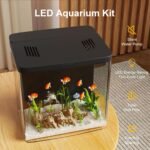 Gugxiom 5L Betta Fish Tank, 1.5 Gallon Mini Small Aquarium with Auto-Cyclic Filtration and LED Lighting, Fish Bowl for Home and Office Desktops (Black) - Image 3