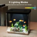 Gugxiom 5L Betta Fish Tank, 1.5 Gallon Mini Small Aquarium with Auto-Cyclic Filtration and LED Lighting, Fish Bowl for Home and Office Desktops (Black) - Image 6
