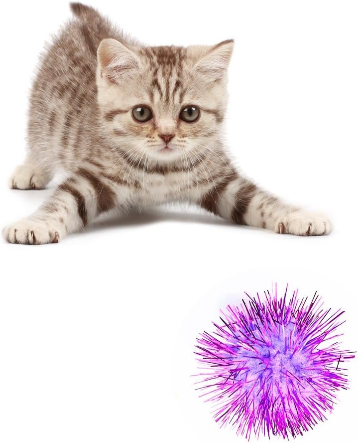 baotongle 70 PCS Assorted Color Sparkle Balls, Tinsel Pom Poms Glitter for Cat Kittens - Image 3