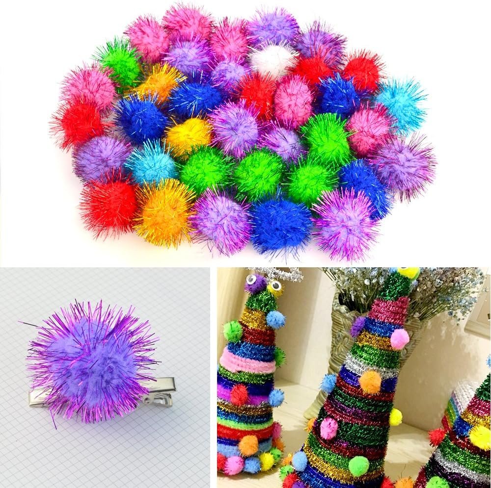 baotongle 70 PCS Assorted Color Sparkle Balls, Tinsel Pom Poms Glitter for Cat Kittens - Image 4