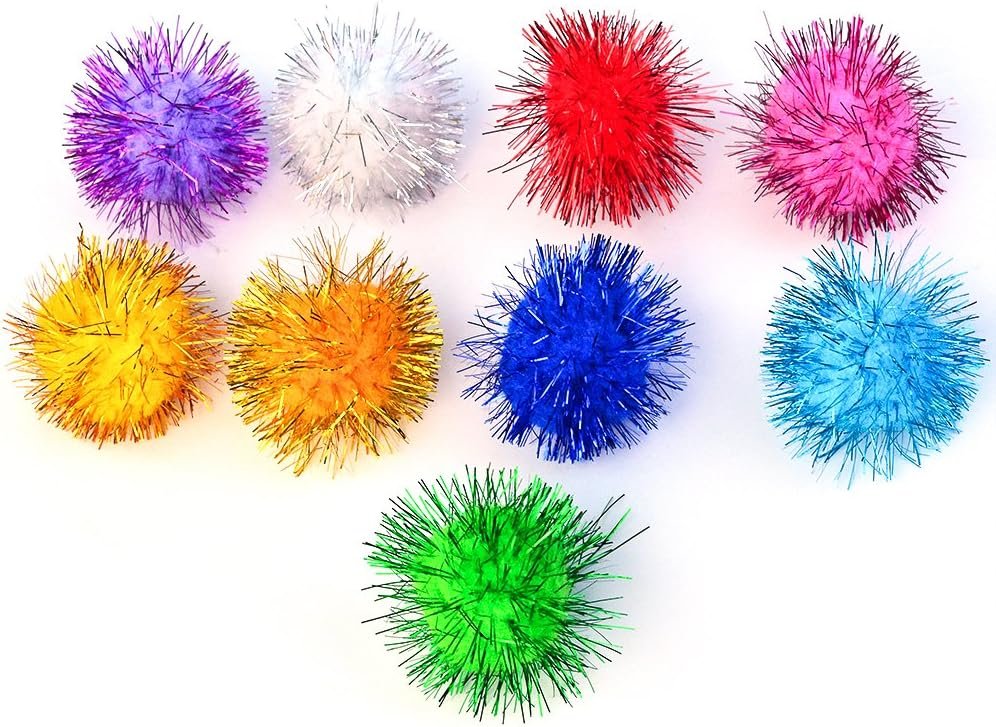 baotongle 70 PCS Assorted Color Sparkle Balls, Tinsel Pom Poms Glitter for Cat Kittens - Image 7