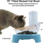 Triple Cat Bowls, 15° Tilt 3-in-1 Water Feeder With Automatic Water Bottle, Whisker Friendly Wet and Dry Elevated Feeding Dishes for Small Cats and Puppies (Sky Blue) - Image 5