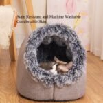 Winter Dog Bed Self-Warming Puppy House Cozy Cat Sleeping Tent Cave Beds Indoor Kitten Nest Kennel Hut for Small Medium Cats(Brown,19.7''X15.7''X13.4'') - Image 7