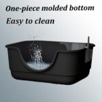 Open Litter Box with Scoop, Large Cat Litter Pan with High Walls & Anti-Tracking Rim, Easy-Clean Pet Crib, Durable Plastic Litter Container for Kitten, Small & Big Cats (Black) - Image 7