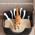 Open Litter Box with Scoop, Large Cat Litter Pan with High Walls & Anti-Tracking Rim, Easy-Clean Pet Crib, Durable Plastic Litter Container for Kitten, Small & Big Cats (Black) - Image 8