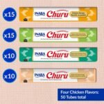 INABA Churu Cat Treats, Lickable, Squeezable Creamy Purée Cat Treat with Green Tea Extract & Taurine, 14 Grams Each Tube, 50 Tubes, Chicken & Seafood Variety - Image 4