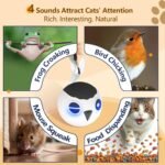 ORSDA Cat Toys, Interactive Cat Toy Ball for Indoor Cats, Automatic Moving Ball Bird Toy for Bored Indoor Kitten, Motion Activated Fast Moving Chirping Stimulating Light, 2 Feather Tails, White - Image 7