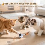 ORSDA Cat Toys, Interactive Cat Toy Ball for Indoor Cats, Automatic Moving Ball Bird Toy for Bored Indoor Kitten, Motion Activated Fast Moving Chirping Stimulating Light, 2 Feather Tails, White - Image 9