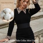 New Leopard Fake Collar and Cuffs Set Detachable Collar Dickey Mini Cape Blouse Half Shirts Doll Peter Pan Faux False (Leopard Print Suit) - Image 7