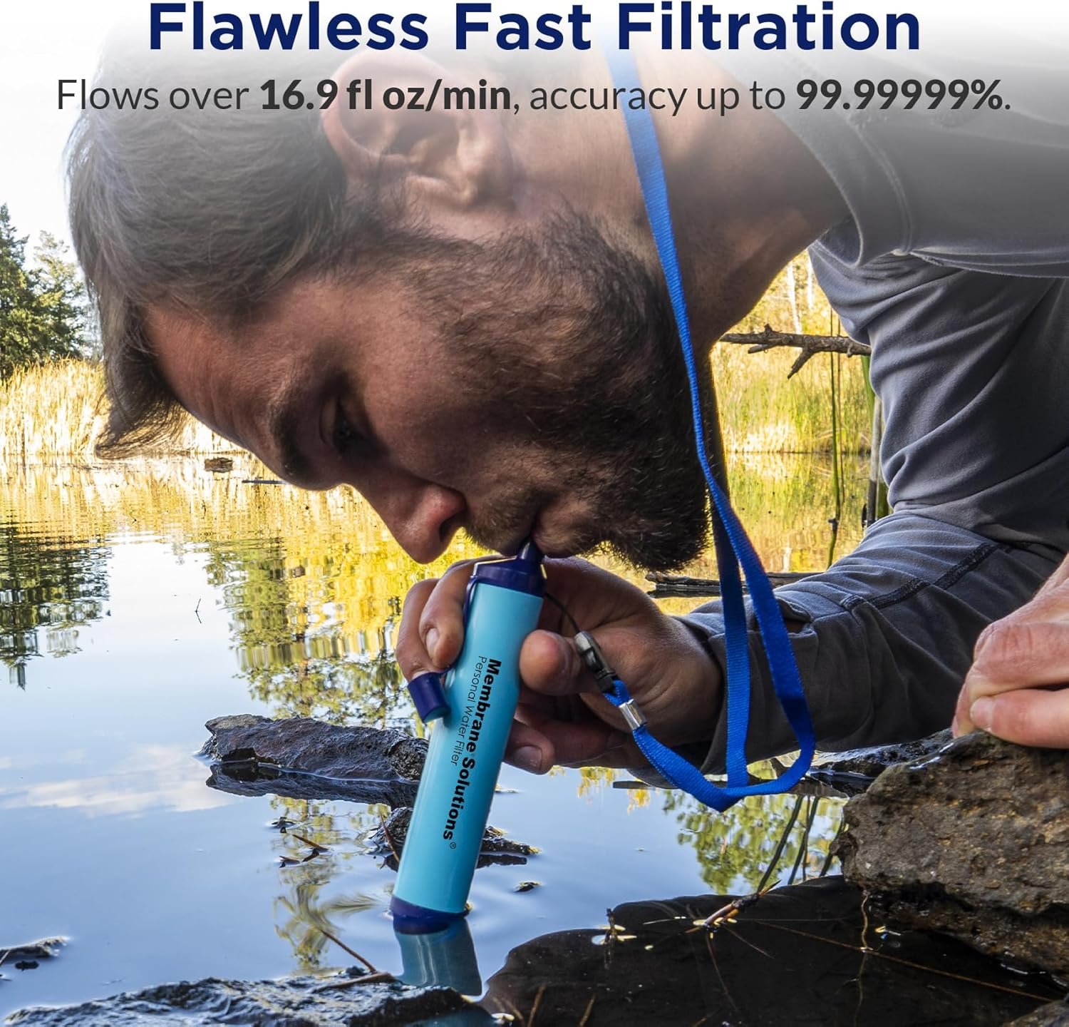 Membrane Solutions Straw Water Filter S1, NSF/ANSI 42&372&401 certificated, Survival Filtration Portable Gear, Emergency Preparedness, Supply for Drinking Hiking Camping Team Family Outing - Image 5