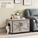 unipaws Extra Large Cat Litter Box Enclosure Furniture with Top Opening, XL Washroom Bench for Cats, Jumbo Automatic Litter Box Cover and Hidden Cat Box - Image 4