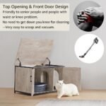 unipaws Extra Large Cat Litter Box Enclosure Furniture with Top Opening, XL Washroom Bench for Cats, Jumbo Automatic Litter Box Cover and Hidden Cat Box - Image 5
