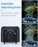 Pawfly Adjustable Aquarium Air Pump 4-LPM 2 Outlets with Oxygen Accessories for 20-100 Gallon Fish Tank Pond - Image 3