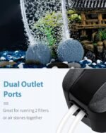 Pawfly Adjustable Aquarium Air Pump 4-LPM 2 Outlets with Oxygen Accessories for 20-100 Gallon Fish Tank Pond - Image 5