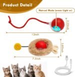 Interactive Cat Toys Ball - Fluffy Mouse-Like Design with 3 Modes, Smart Obstacle Avoidance & Type-C Charging, Rechargeable Cat Ball Toy for Indoor (Fluffy (Gray)) - Image 8