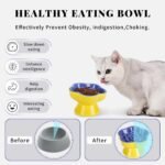 S&Q's CERAMICS Raised Slow Feeder Cat Bowl, Ceramic Elevated and Titled Pet Food Bowl, Small Dogs Slow Feeder, Flower Shaped Dish for Dry and Wet Food (Blue, 5.8") - Image 4