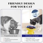S&Q's CERAMICS Raised Slow Feeder Cat Bowl, Ceramic Elevated and Titled Pet Food Bowl, Small Dogs Slow Feeder, Flower Shaped Dish for Dry and Wet Food (Blue, 5.8") - Image 6