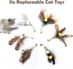 Cat Insect Feather Toys Replacement Cat Toy Wand Refills, 6 Pieces Natural Insect Cat Toy Feathers Refill, Interactive Cat Teaser Wand Attachments, with Bell - Image 4