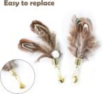 Cat Insect Feather Toys Replacement Cat Toy Wand Refills, 6 Pieces Natural Insect Cat Toy Feathers Refill, Interactive Cat Teaser Wand Attachments, with Bell - Image 5